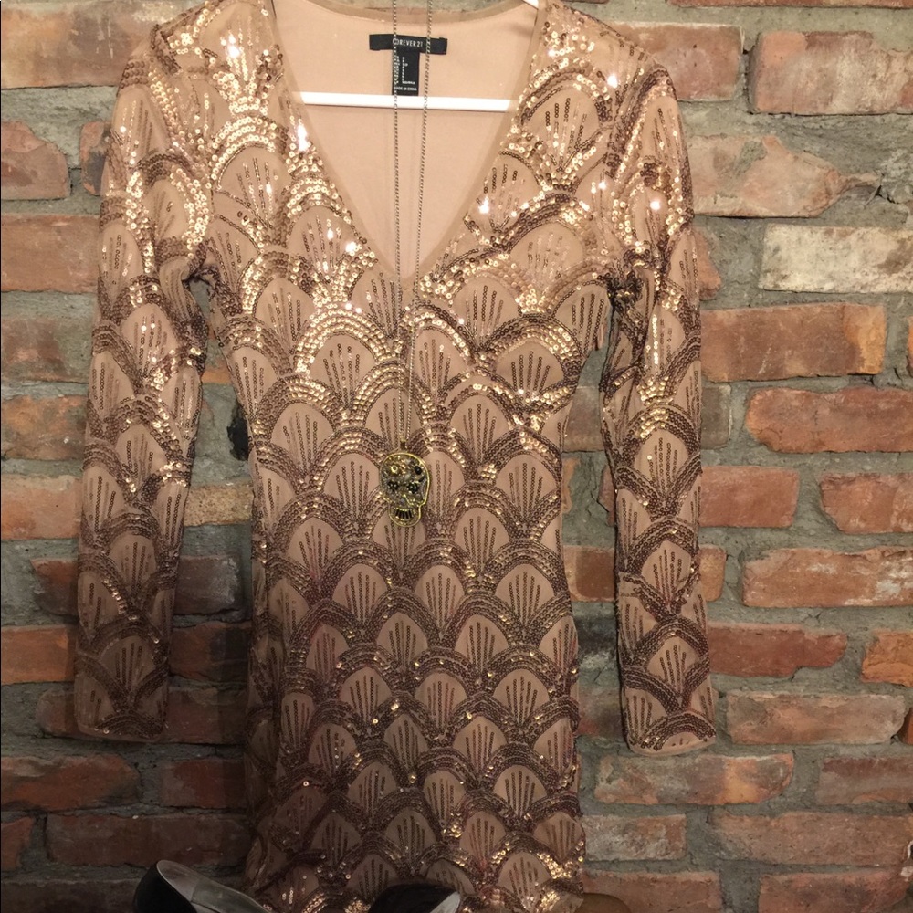 Forever21 Gold Sequin Mini Dress